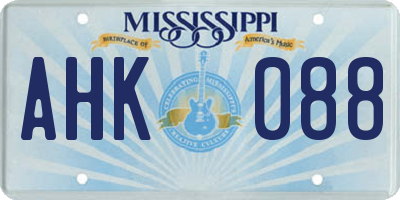 MS license plate AHK088