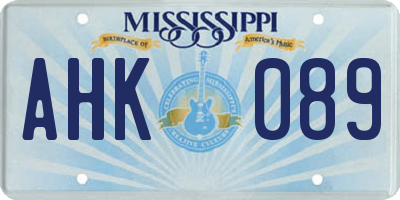 MS license plate AHK089