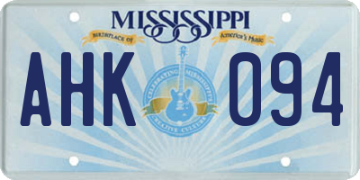 MS license plate AHK094