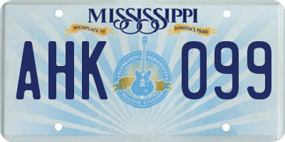 MS license plate AHK099
