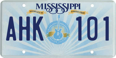 MS license plate AHK101