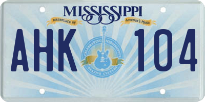 MS license plate AHK104