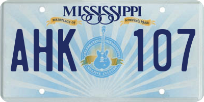 MS license plate AHK107