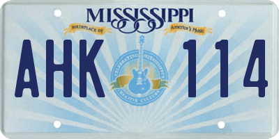 MS license plate AHK114