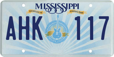 MS license plate AHK117