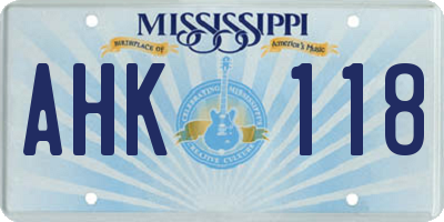 MS license plate AHK118