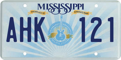 MS license plate AHK121