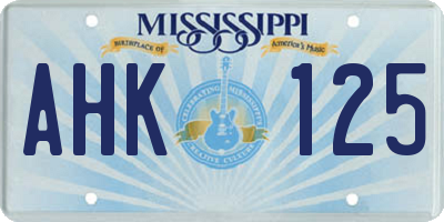 MS license plate AHK125
