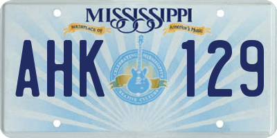 MS license plate AHK129