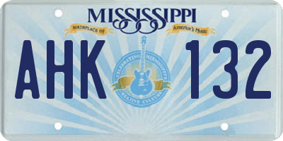 MS license plate AHK132