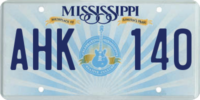 MS license plate AHK140