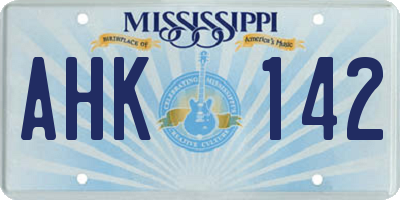 MS license plate AHK142