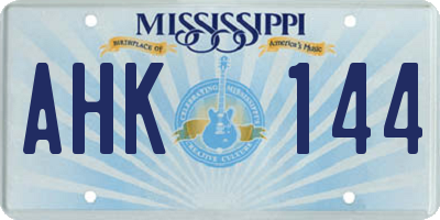 MS license plate AHK144
