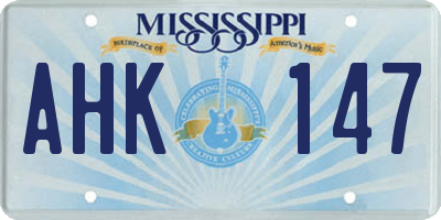 MS license plate AHK147