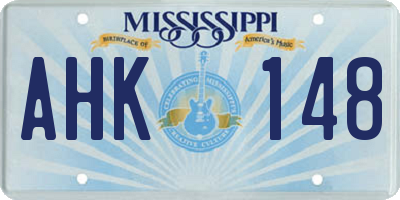 MS license plate AHK148
