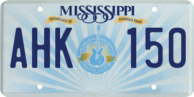 MS license plate AHK150