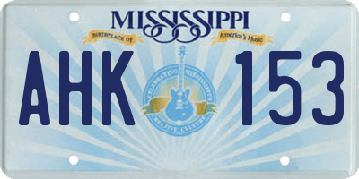 MS license plate AHK153