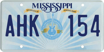 MS license plate AHK154
