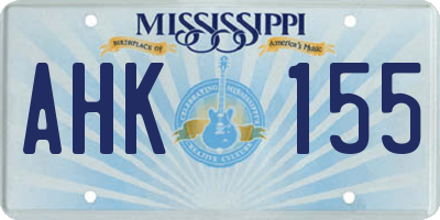 MS license plate AHK155