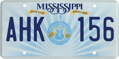 MS license plate AHK156