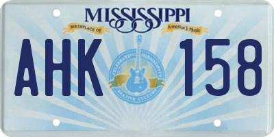 MS license plate AHK158