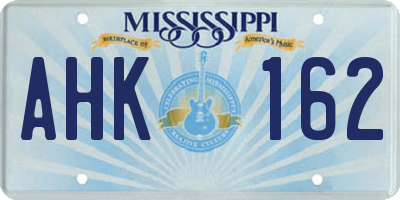 MS license plate AHK162