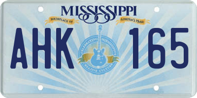 MS license plate AHK165