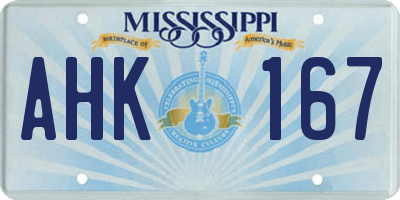 MS license plate AHK167