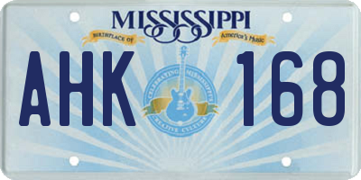 MS license plate AHK168