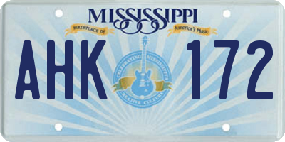 MS license plate AHK172