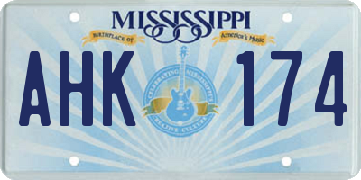 MS license plate AHK174
