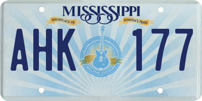 MS license plate AHK177