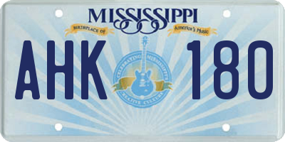 MS license plate AHK180