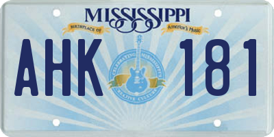 MS license plate AHK181