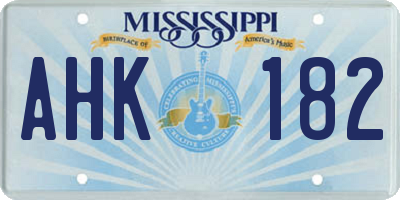MS license plate AHK182