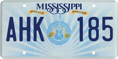 MS license plate AHK185