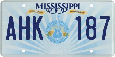 MS license plate AHK187