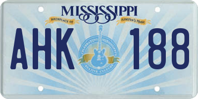 MS license plate AHK188