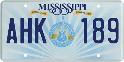 MS license plate AHK189