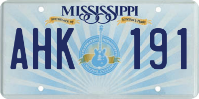MS license plate AHK191