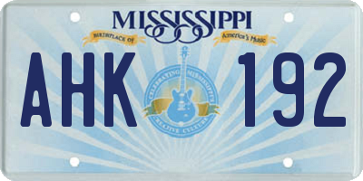 MS license plate AHK192