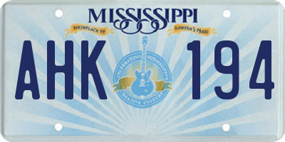 MS license plate AHK194