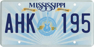 MS license plate AHK195