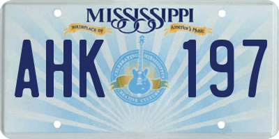 MS license plate AHK197