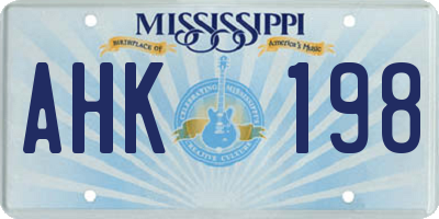 MS license plate AHK198