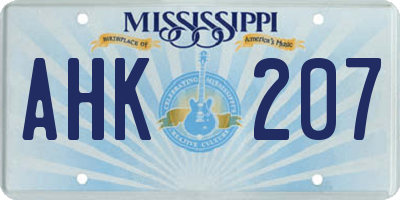 MS license plate AHK207