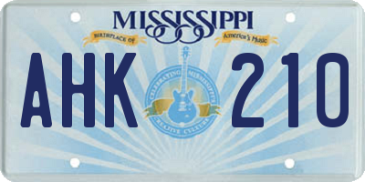 MS license plate AHK210