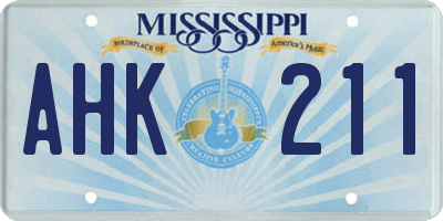 MS license plate AHK211