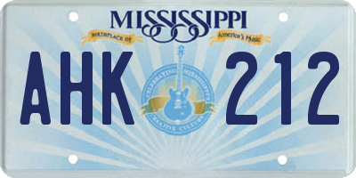 MS license plate AHK212
