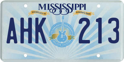 MS license plate AHK213